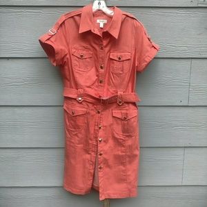 Dressbarn Coral Midi Dress size 14 Like NEW